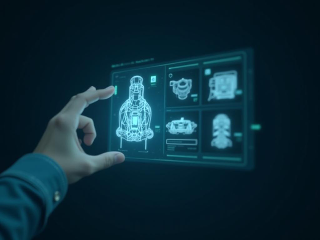 仮想空間での製品プロトタイピングの様子。様々な角度から商品を検証する手元の画像